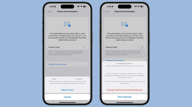 芝罘苹果手机维修分享苹果 iOS 18.1 支持设置“主要”邮箱地址并更改 iCloud 邮箱 